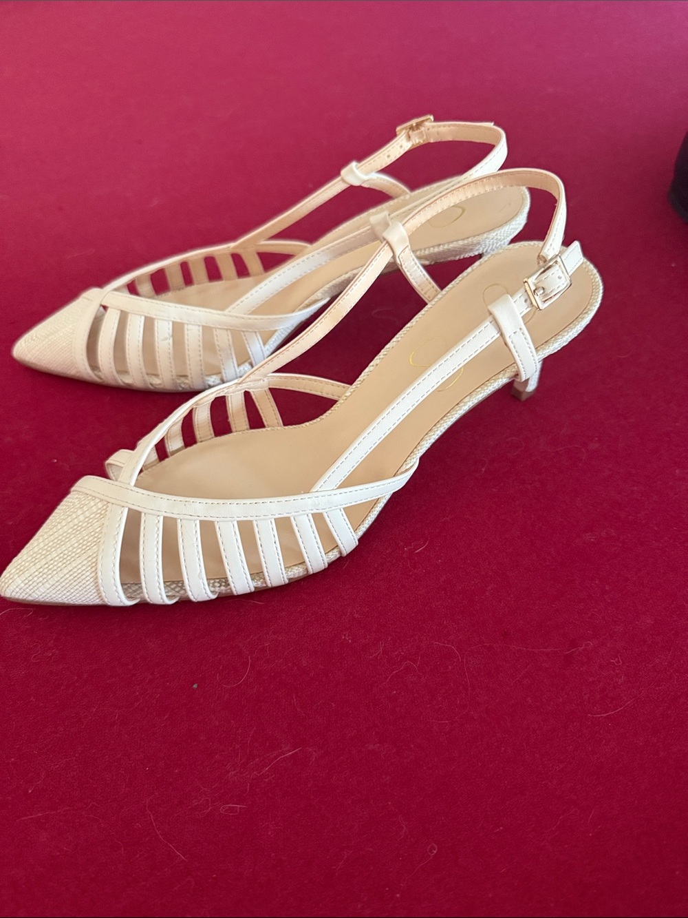 Jessica Simpson Ivory Strappy Pointed Slingback Flats